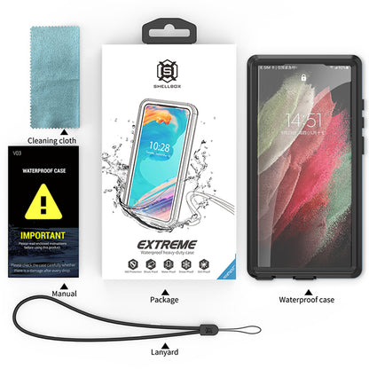 Coque Waterproof pour Samsung Galaxy S23 Ultra S918, ShellBox, Noire