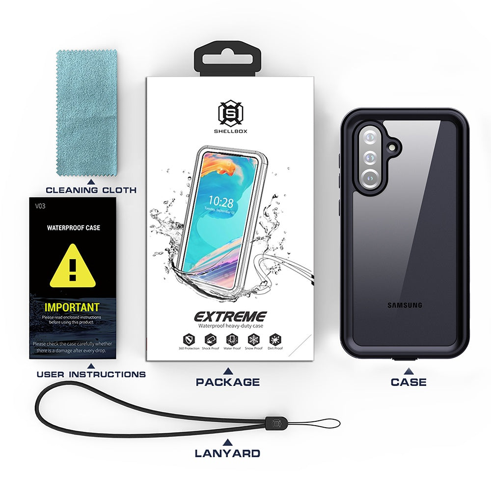 Coque étanche pour Samsung Galaxy S25+ S936, ShellBox, Noire