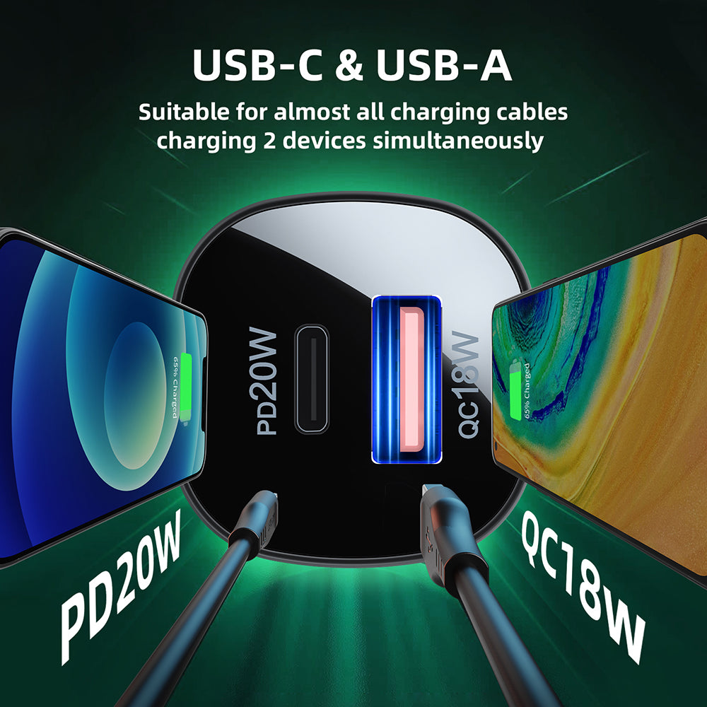 Chargeur Auto Acefast B1, 38W, 3A, 1 x USB-A - 1 x USB-C, Noir