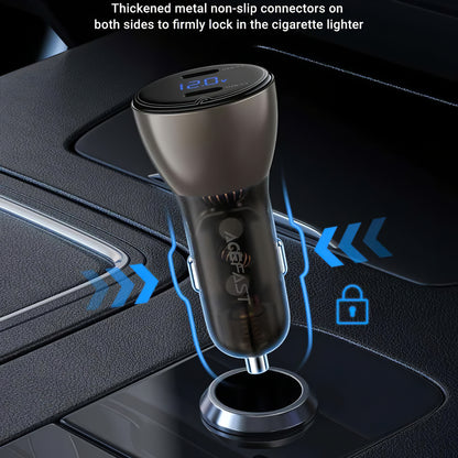 Chargeur de voiture Acefast B10, 60W, 3A, 2 x USB-C, noir 