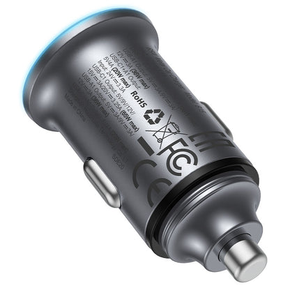 Chargeur de voiture Acefast B15, 65W, 3.25A, 1 X USB-A - 1 x USB-C, Gris