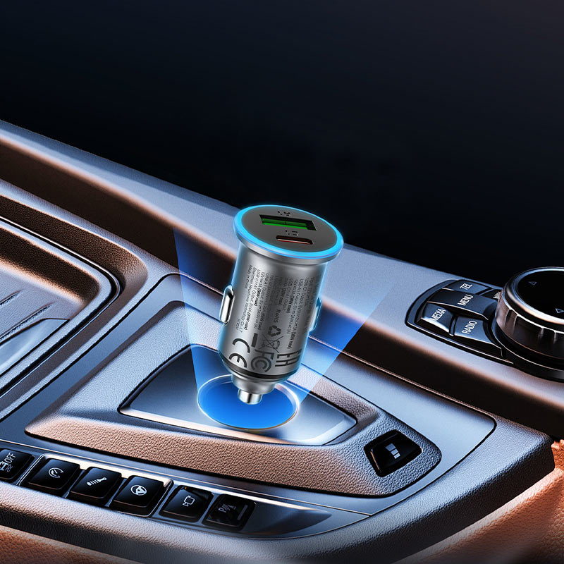 Chargeur de voiture Acefast B15, 65W, 3.25A, 1 X USB-A - 1 x USB-C, Gris