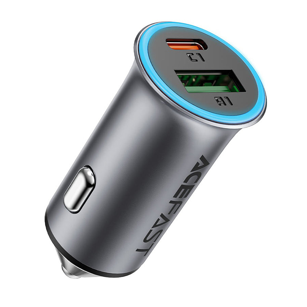 Chargeur de voiture Acefast B16, 95W, 3.25A, 1 x USB-A - 1 x USB-C, Gris