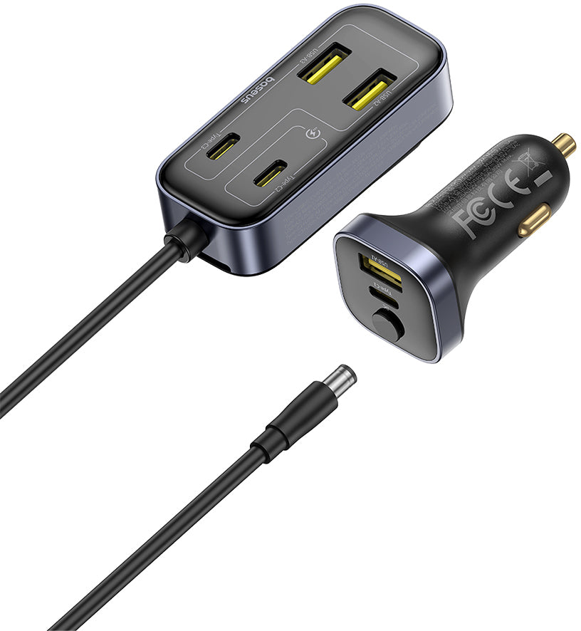 Chargeur Auto Baseus BackseatPal L1, 110W, 3A, 3 x USB-A - 3 x USB-C, Noir C00081100121-00