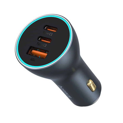 Chargeur de voiture Baseus Golden Contactor Pro, 65W, 3A, 1 x USB-A - 2 x USB-C, Gris C00035202841-00