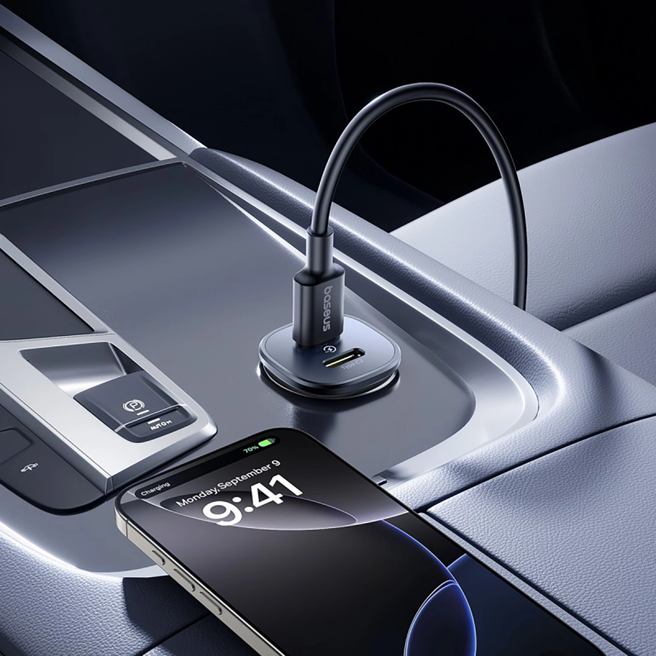 Chargeur de voiture Baseus GoTrip, 30W, 3A, 2 x USB-C, Noir