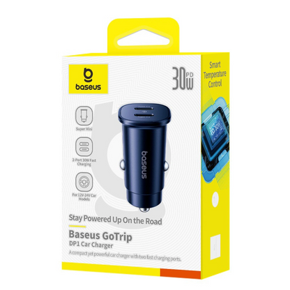 Chargeur de voiture Baseus GoTrip, 30W, 3A, 2 x USB-C, Noir