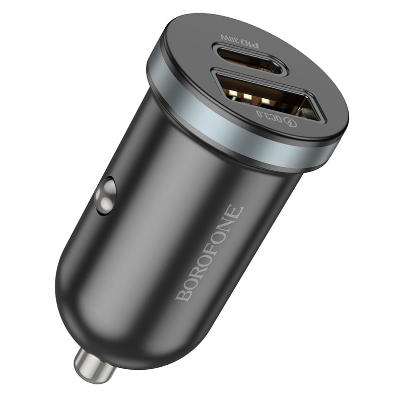 Chargeur de voiture Borofone BZ22 Scenery, 30W, 3A, 1 x USB-A - 1 x USB-C, Noir 