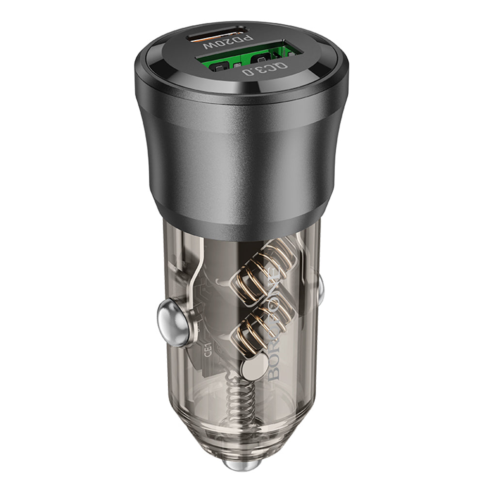 Chargeur de voiture Borofone BZ25 Journey, 38W, 3A, 1 x USB-A - 1 x USB-C, Noir