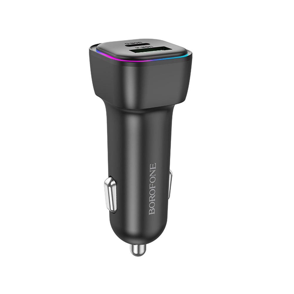 Chargeur de voiture Borofone BZ28A Trophie, 30W, 3A, 1 x USB-A - 1 x USB-C, Noir