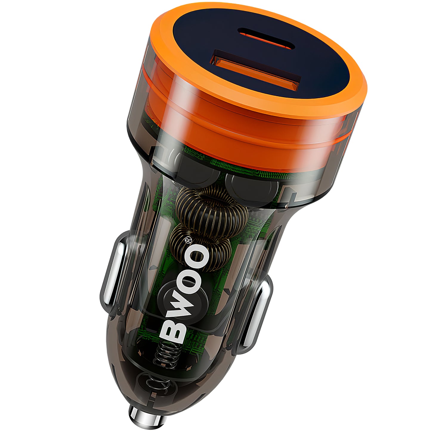 Chargeur de voiture BWOO BO-CC85, 38W, 3A, 1 x USB-A - 1 x USB-C, Noir 