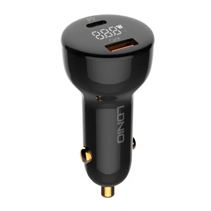 Ldnio C101 Chargeur de voiture avec câble USB-C, 100W, 5A, 1 x USB-A - 1 x USB-C, Noir 