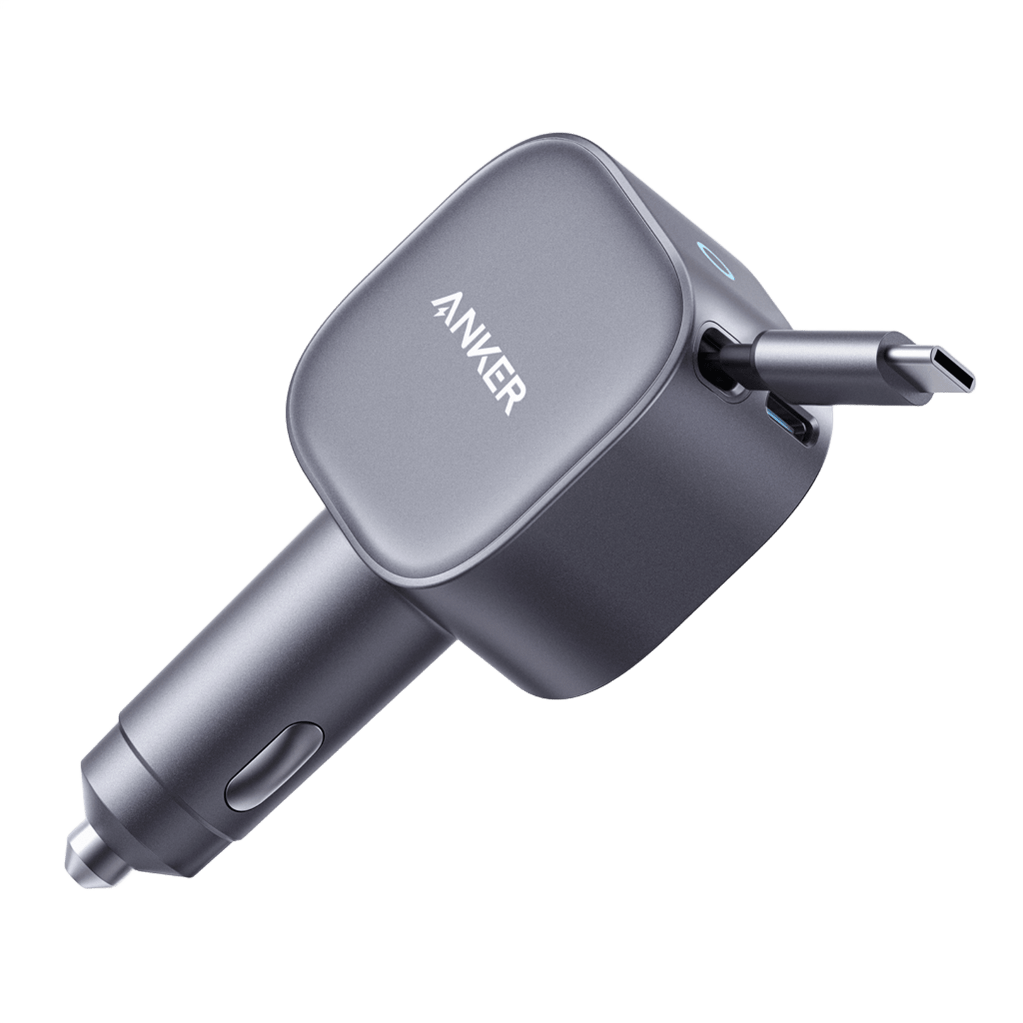 Chargeur de voiture avec câble USB-C Anker Nano, 75W, 3A, 1 x USB-C, Gris A2738HA2