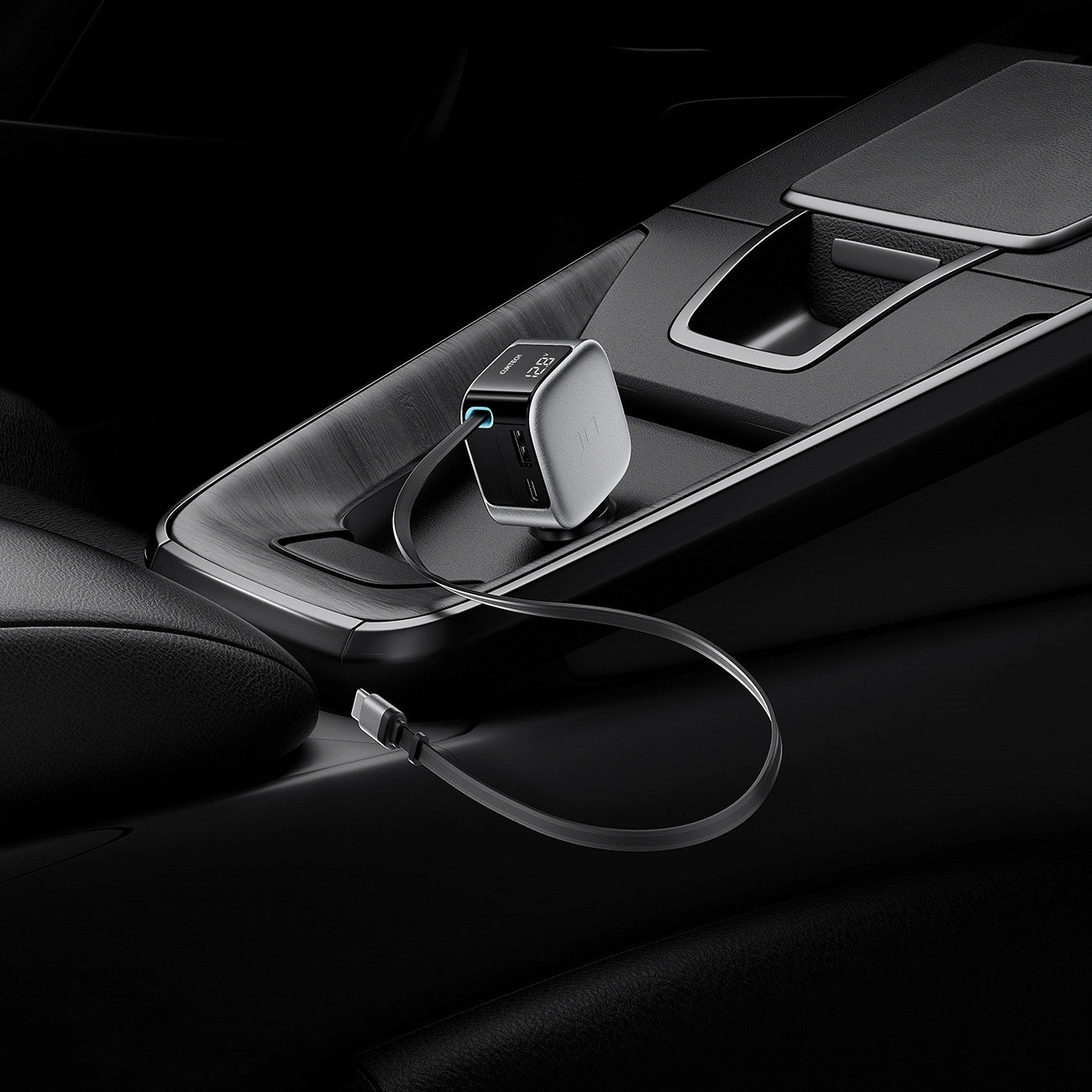 Chargeur Auto Avec Câble USB-C Cuktech CC903P Affichage, 100W, 5A, 1 x USB-A - 1 x USB-C, Gris
