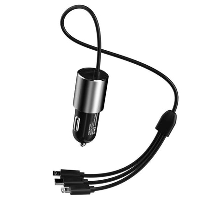 Chargeur Auto Avec Câble Lightning / microUSB / USB-C Dudao R5ProN, 17W, 3.4A, 1 x USB-A, Noir