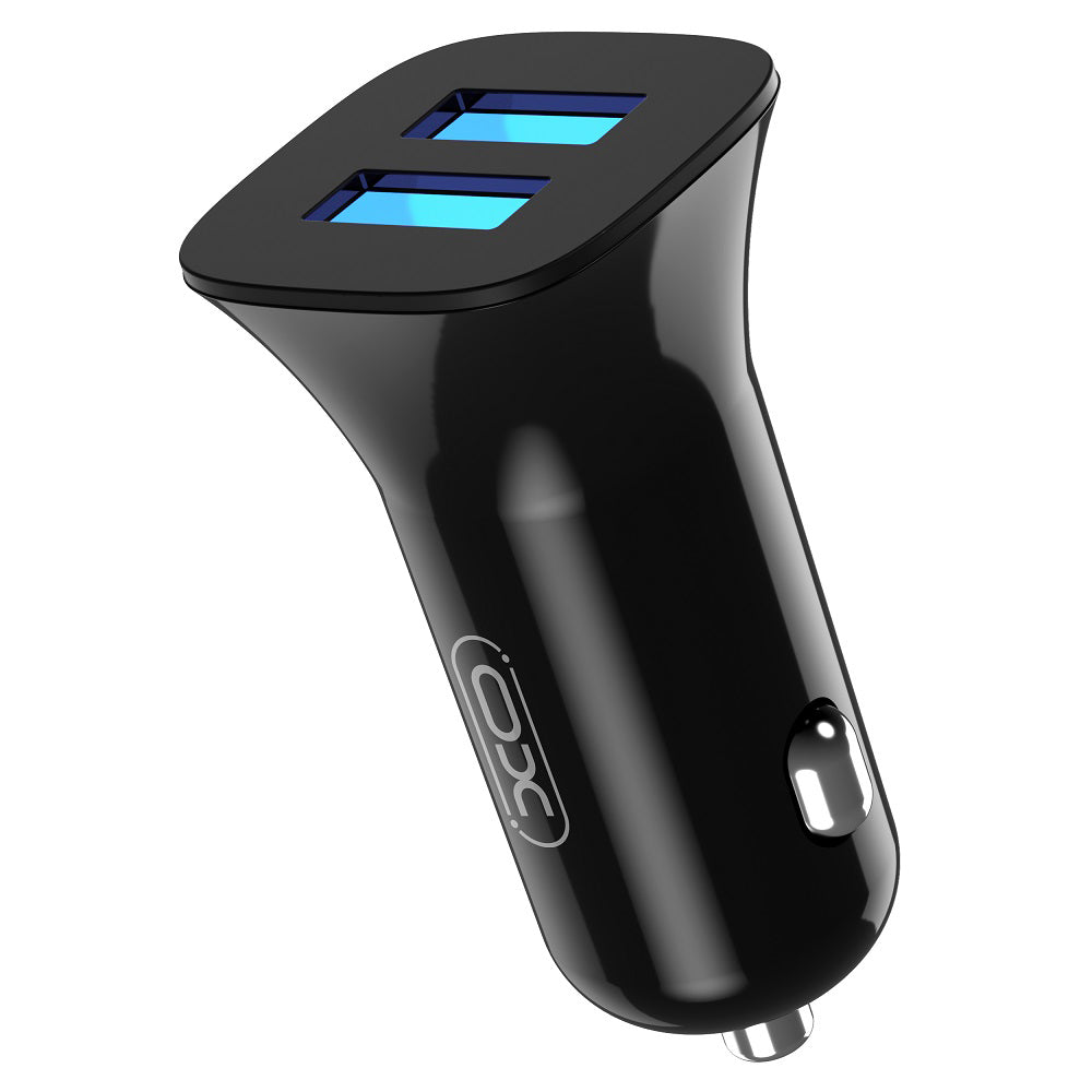 Chargeur de voiture avec câble USB-C XO Design TZ10, 12W, 2,4A, 2 x USB-A, noir 