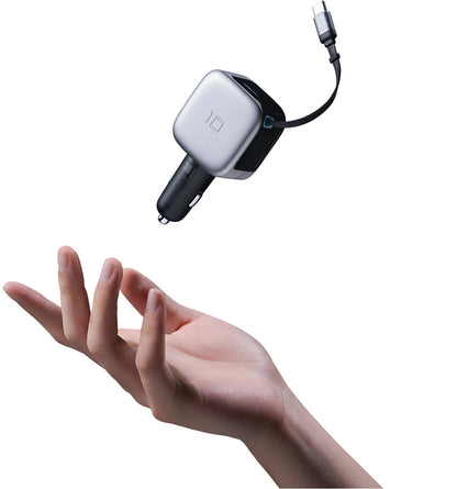 Chargeur Auto Avec Câble USB-C Cuktech CC903P Affichage, 100W, 5A, 1 x USB-A - 1 x USB-C, Gris