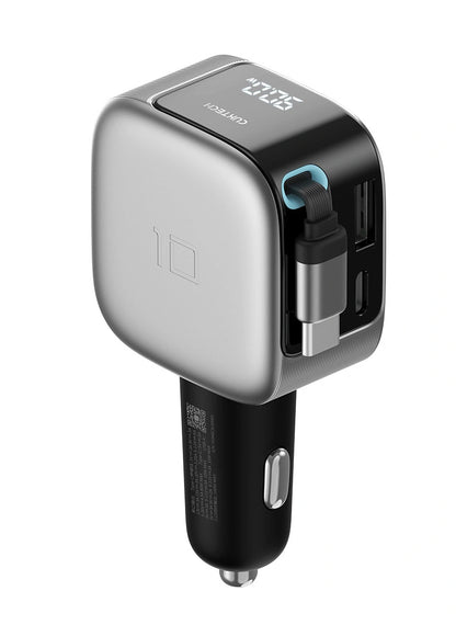 Chargeur Auto Avec Câble USB-C Cuktech CC903P Affichage, 100W, 5A, 1 x USB-A - 1 x USB-C, Gris