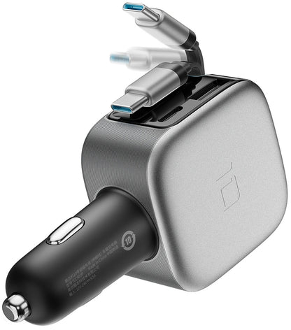 Chargeur Auto Avec Câble USB-C Cuktech CC903P Affichage, 100W, 5A, 1 x USB-A - 1 x USB-C, Gris