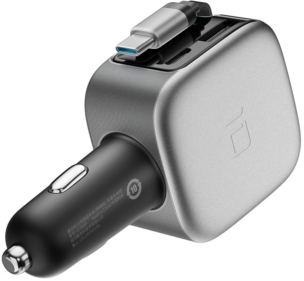 Chargeur Auto Avec Câble USB-C Cuktech CC903P Affichage, 100W, 5A, 1 x USB-A - 1 x USB-C, Gris