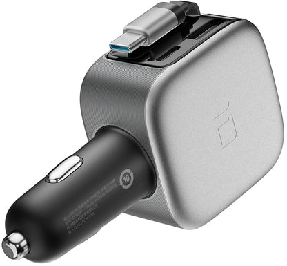 Chargeur Auto Avec Câble USB-C Cuktech CC903P Affichage, 100W, 5A, 1 x USB-A - 1 x USB-C, Gris