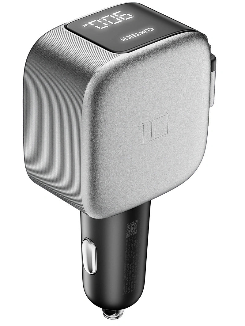 Chargeur Auto Avec Câble USB-C Cuktech CC903P Affichage, 100W, 5A, 1 x USB-A - 1 x USB-C, Gris