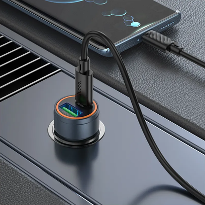 Chargeur de voiture avec câble USB-C HOCO Z57A, 30W, 3A, 1 x USB-A - 1 x USB-C, Gris