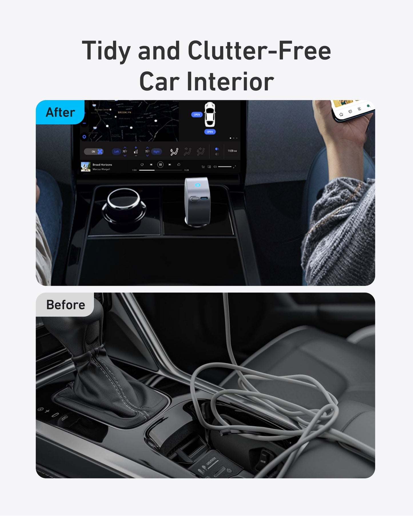 Chargeur de voiture avec câble USB-C Anker Nano, 75W, 3A, 1 x USB-C, Gris A2738HA2