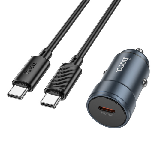 Chargeur Auto Avec Câble USB-C HOCO Z57, 30W, 3A, 1 x USB-C, Gris