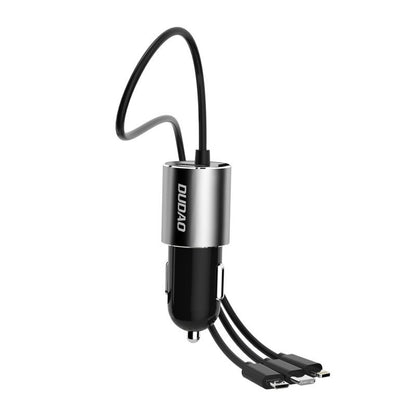 Chargeur Auto Avec Câble Lightning / microUSB / USB-C Dudao R5ProN, 17W, 3.4A, 1 x USB-A, Noir