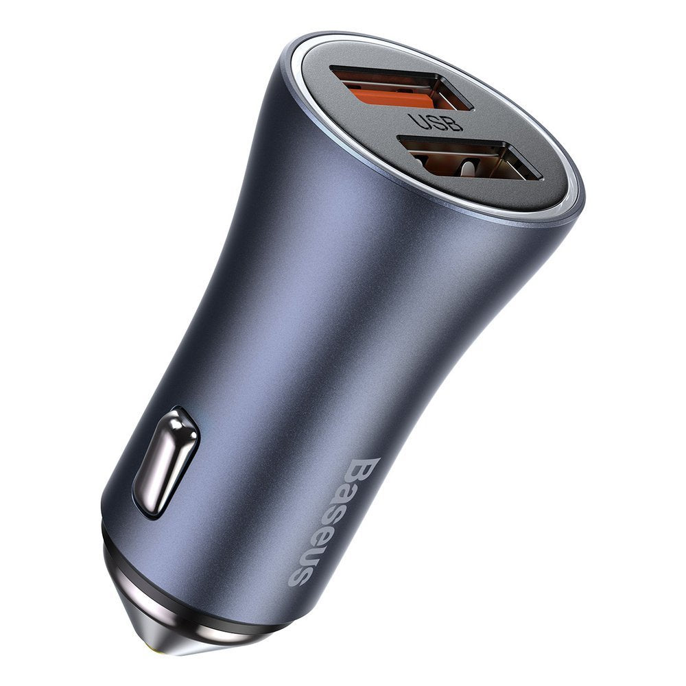 Chargeur de voiture avec câble USB-C Baseus Golden Contactor Pro Dual, 40W, 3A, 2 x USB-A, Gris TZCCJD-A0G