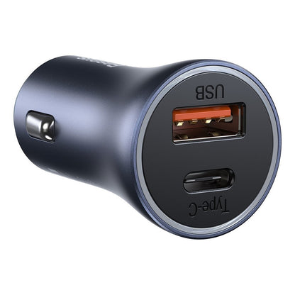 Chargeur de voiture avec câble Lightning Baseus Golden Contactor, 40W, 3A, 1 x USB-A - 1 x USB-C, Gris TZCCJJD-B0G