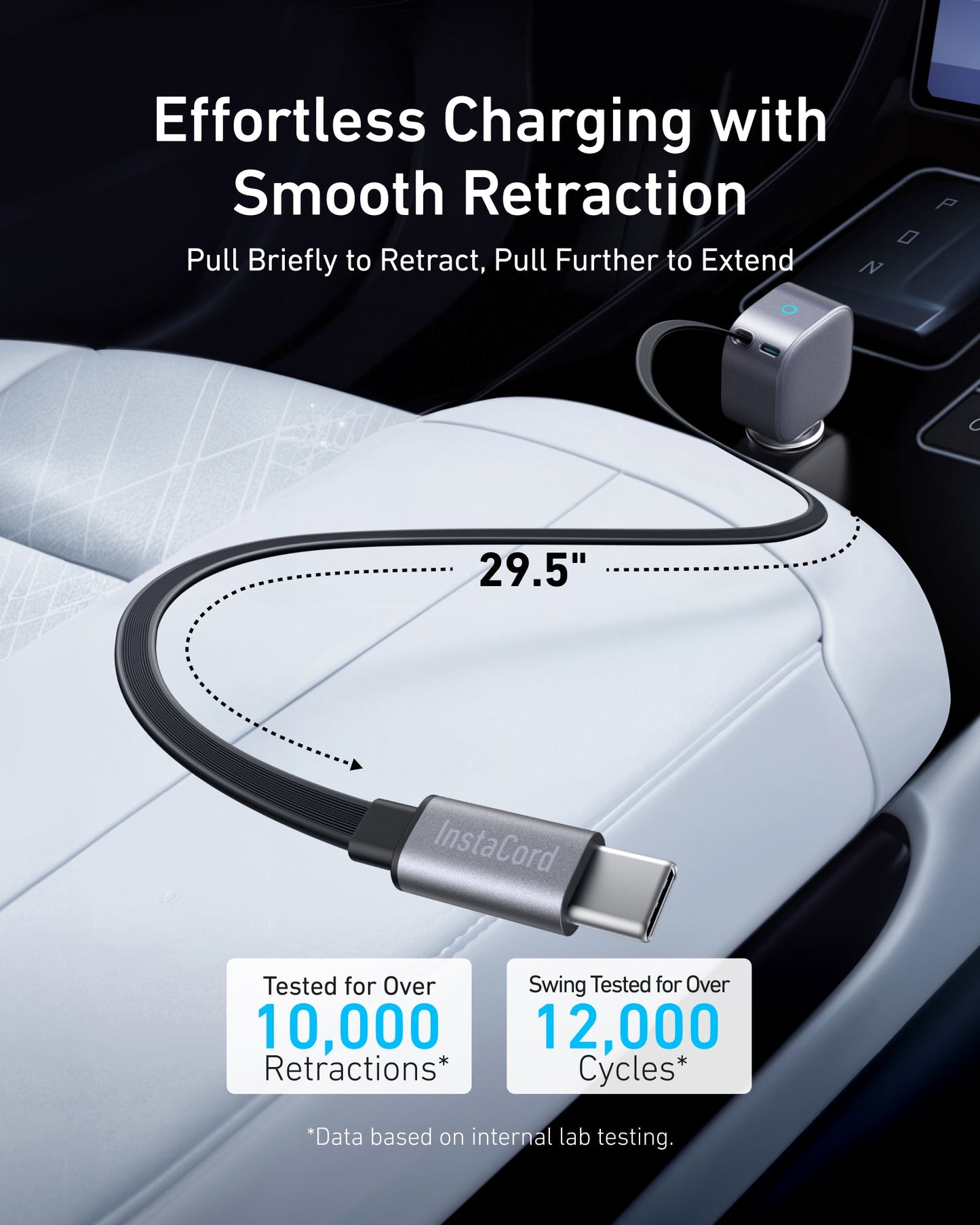 Chargeur de voiture avec câble USB-C Anker Nano, 75W, 3A, 1 x USB-C, Gris A2738HA2
