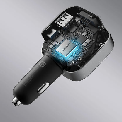 Chargeur Auto Avec Câble USB-C Cuktech CC903P Affichage, 100W, 5A, 1 x USB-A - 1 x USB-C, Gris