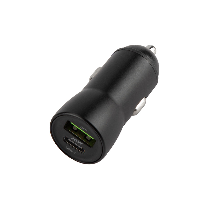 Chargeur de voiture avec câble USB-C MaXlife MXCC-04, 20W, 3A, 1 x USB-A - 1 x USB-C, Noir