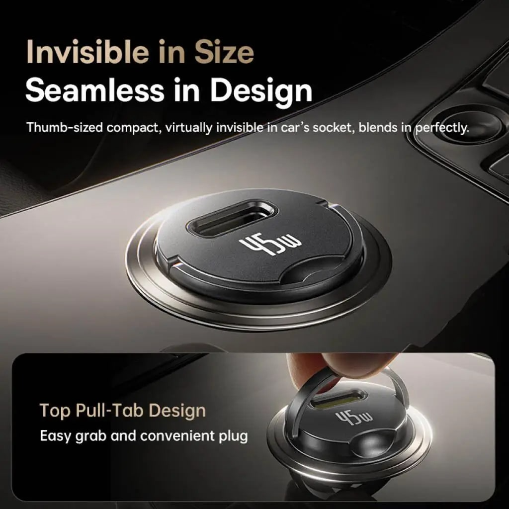 Chargeur de voiture avec câble USB-C Baseus PrimeTrip VP2, 45W, 3A, 1 x USB-C, Noir C0206800