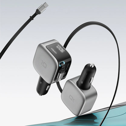 Chargeur Auto Avec Câble USB-C Cuktech CC903P Affichage, 100W, 5A, 1 x USB-A - 1 x USB-C, Gris