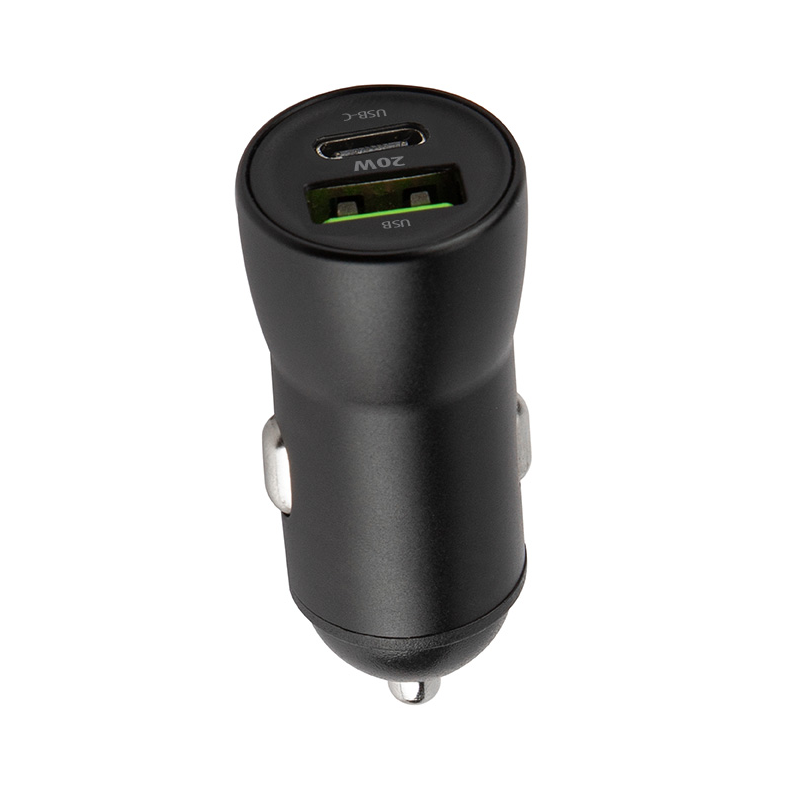 Chargeur de voiture avec câble USB-C MaXlife MXCC-04, 20W, 3A, 1 x USB-A - 1 x USB-C, Noir