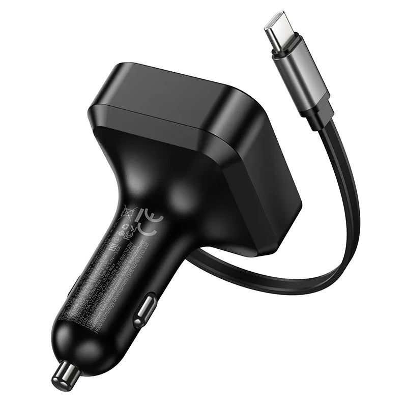 Car Charger with USB-C Cable HOCO NZ18, 65W, 3A, 1 x USB-A - 1 x USB-C, Black