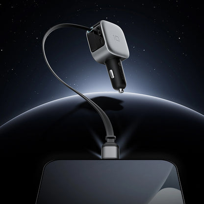 Chargeur Auto Avec Câble USB-C Cuktech CC903P Affichage, 100W, 5A, 1 x USB-A - 1 x USB-C, Gris