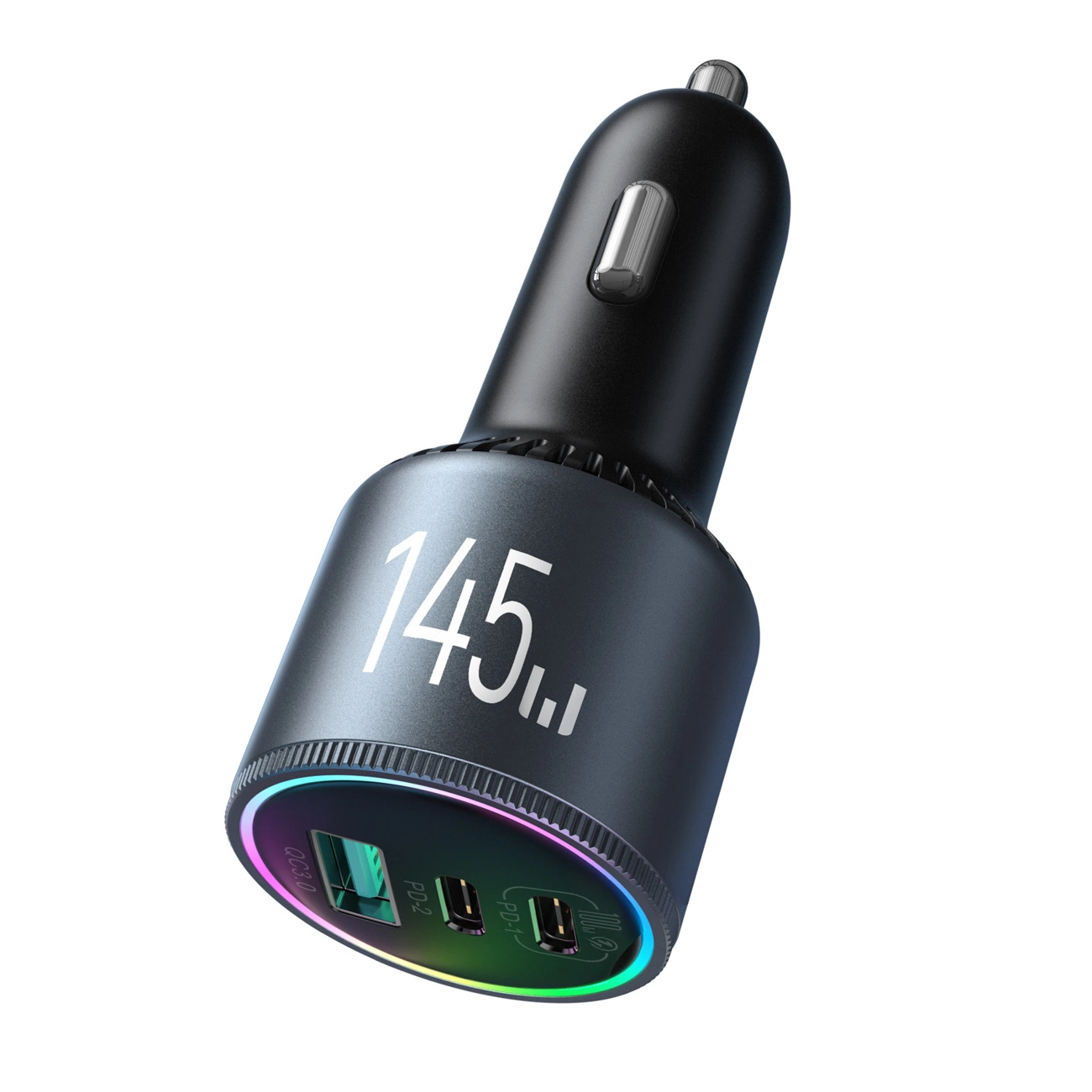 Chargeur de voiture avec câble USB-C Joyroom JR-CCN07, 145W, 5A, 1 x USB-A - 2 x USB-C, Gris