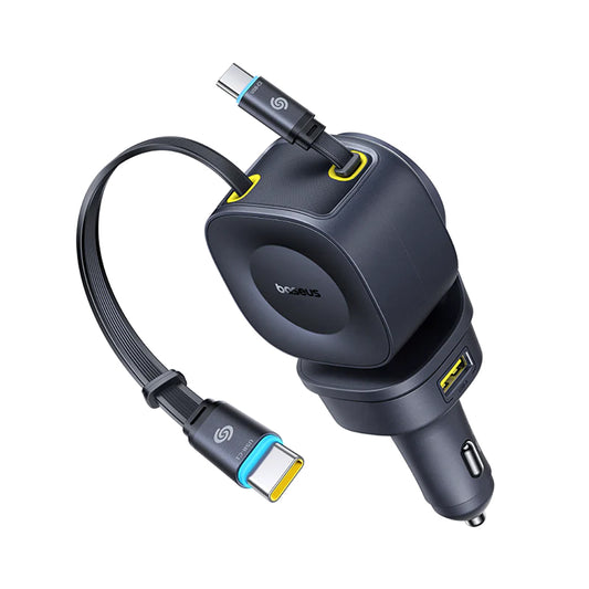 Chargeur de voiture avec câble USB-C Baseus PrimeTrip VR2 Max, 163W, 3A, 1 x USB-A - 1 x USB-C, Noir P10162701313-00
