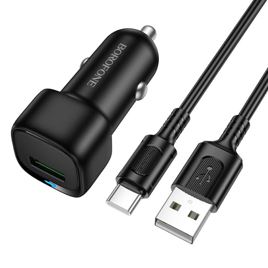 Chargeur de voiture avec câble USB-C Borofone BZ34 Cloud, 18W, 3A, 1 x USB-A, Noir