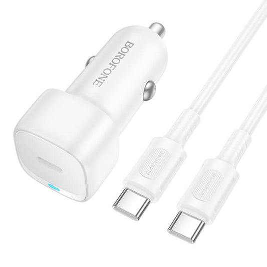 Chargeur de voiture avec câble USB-C Borofone BZ34A Cloud, 20W, 3A, 1 x USB-C, Blanc