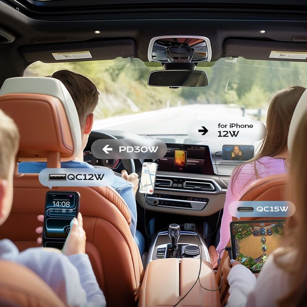 Chargeur de voiture avec câble USB-C / Lightning Lisen, 69W, 3A, 1 x USB-A - 1 x USB-C, Noir YL0224040031