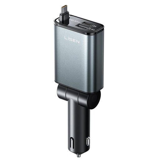 Chargeur de voiture avec câble USB-C Lisen, 57W, 3A, 1 x USB-A - 1 x USB-C, Noir YL0325010016