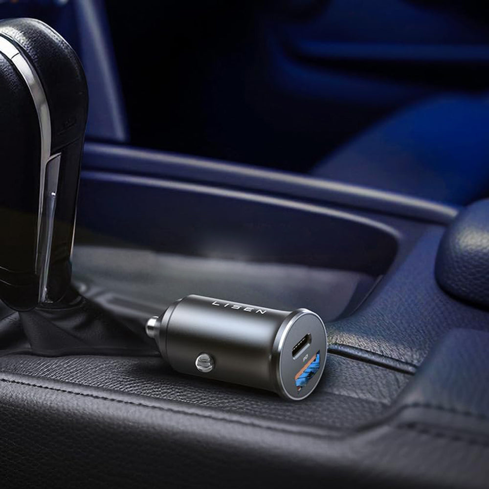 Chargeur de voiture avec câble USB-C Lisen, 83W, 3.25A, 1 x USB-A - 1 x USB-C, Argenté YL0223110003