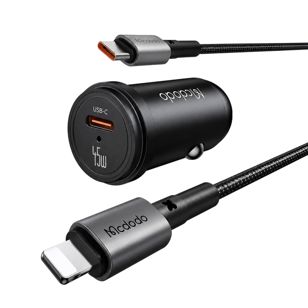 Chargeur Auto Avec Câble USB-C Mcdodo CC-7495, 45W, 3A, 1 x USB-C, Noir
