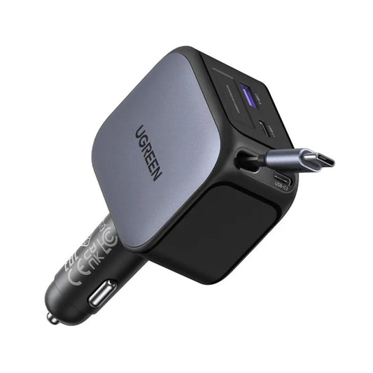 Chargeur de voiture avec câble USB-C UGREEN EC604 (55910B) Nexode, 145W, 1 x USB-A - 2 x USB-C, Noir