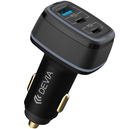 Chargeur de voiture DEVIA Extreme, 115W, 3A, 1 x USB-A - 2 x USB-C, noir 